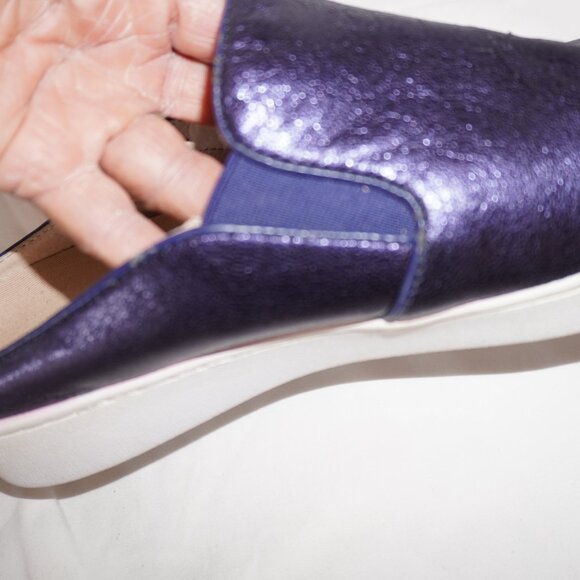 Vionic Dakota Purple Metallic Leather Flatform Slides Mules Sneaker 9 - Picture 11 of 12